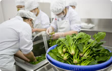 約900食を提供する給食実習で「大量調理」を体験